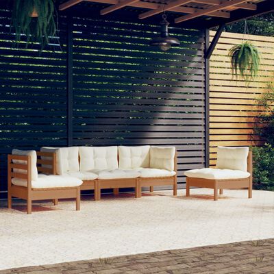 vidaXL 5 Piece Patio Lounge Set with Cushions Solid Pinewood