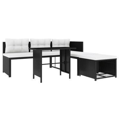 vidaXL 4 Piece Patio Lounge Set Poly Rattan Black