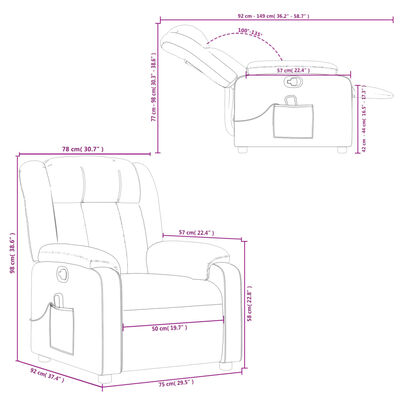 vidaXL Massage Recliner Chair Gray Faux Leather