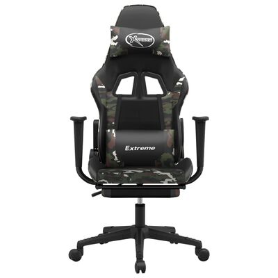 vidaXL Gaming Chair with Footrest Black and Camouflage Faux Leather