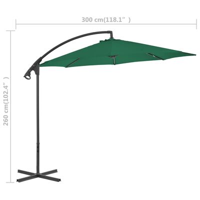 vidaXL Cantilever Garden Parasol with Steel Pole 118.1" Green