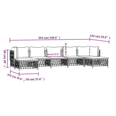 vidaXL 7 Piece Patio Lounge Set with Cushions White Steel