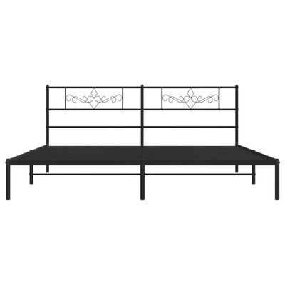 vidaXL Metal Bed Frame without Mattress with Headboard Black 76"x79.9"