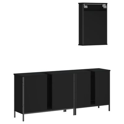 vidaXL 3 Piece Bathroom Furniture Set Black Engineered Wood