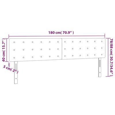 vidaXL LED Headboard Light Gray 70.9"x2"x30.7"/34.6" Velvet