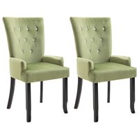 vidaXL Dining Chair with Armrests 2 pcs Light Green Velvet