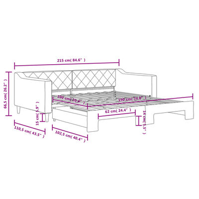 vidaXL Daybed with Trundle without Mattress Dark Gray 39.4"x74.8"