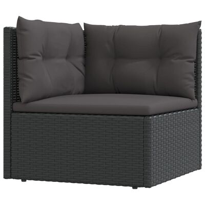 vidaXL 6 Piece Patio Lounge Set with Cushions Black Poly Rattan