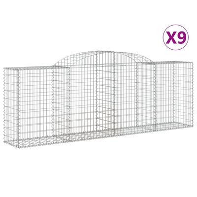 vidaXL Arched Gabion Baskets 9 pcs 118.1"x19.7"x39.4"/47.2" Galvanized Iron