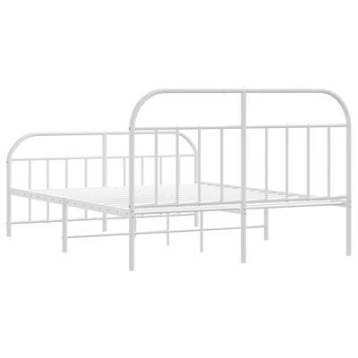 vidaXL Metal Bed Frame without Mattress with Footboard White 59.1"x78.7"