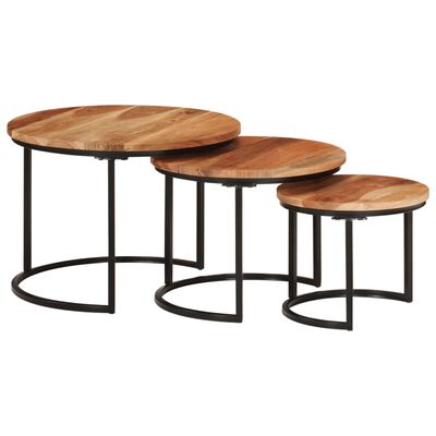 vidaXL Nesting Tables 3 pcs Solid Wood Acacia