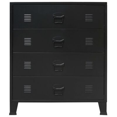 vidaXL Chest of Drawers Metal Industrial Style 30.7"x15.7"x36.6" Black