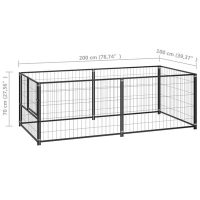 vidaXL Dog Kennel Black 78.7"x39.4"x27.6" Steel