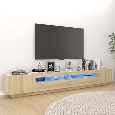 vidaXL TV Stand with LED Lights Sonoma Oak 102.4x13.8x15.7