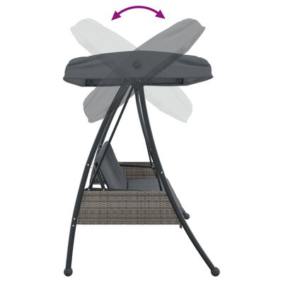 vidaXL Patio Swing Bench with Adjustable Canopy Dark Gray Steel