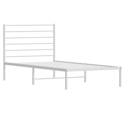 vidaXL Metal Bed Frame without Mattress with Headboard White 39.4"x78.7"