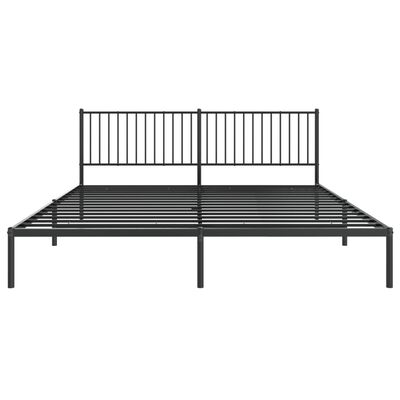 vidaXL Metal Bed Frame with Headboard Black 76"x79.9" King