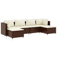 vidaXL 6 Piece Patio Lounge Set with Cushions Brown Poly Rattan