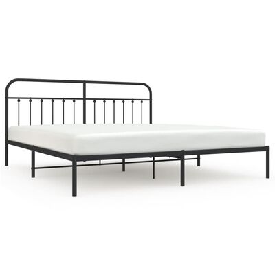 vidaXL Metal Bed Frame without Mattress with Headboard Black 76"x79.9"