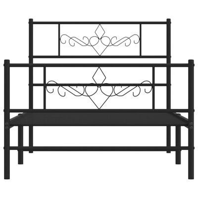 vidaXL Metal Bed Frame without Mattress with Footboard Black 39.4"x74.8"