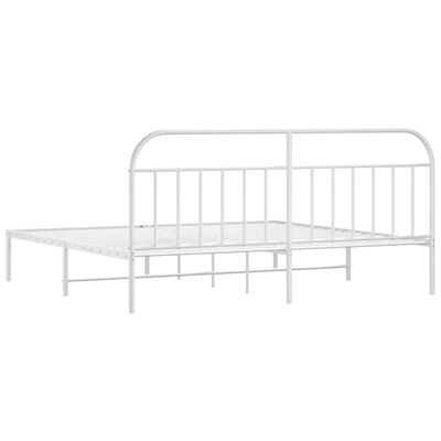 vidaXL Metal Bed Frame without Mattress with Headboard White 76"x79.9"