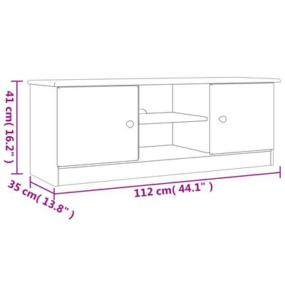 vidaXL TV Stand ALTA White 44.1"x13.8"x16.1" Solid Wood Pine