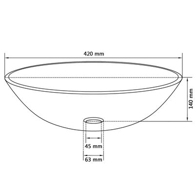 vidaXL Basin Tempered Glass 16.5" Transparent