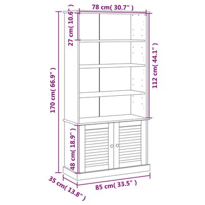 vidaXL Bookcase VIGO 33.5"x13.8"x66.9" Solid Wood Pine