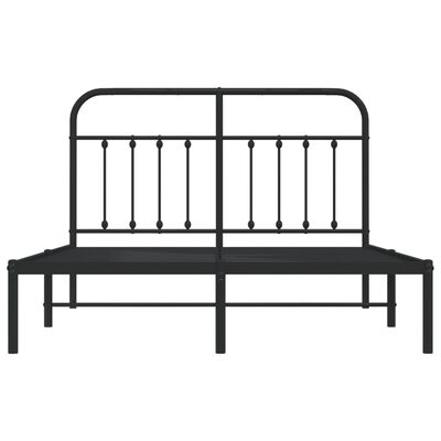 vidaXL Metal Bed Frame without Mattress with Headboard Black 53.1"x74.8"