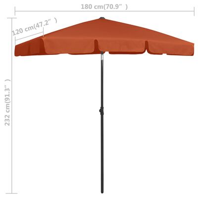 vidaXL Beach Umbrella Terracotta 70.9"x47.2"