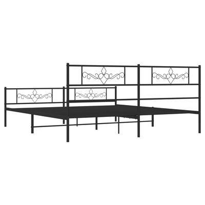 vidaXL Metal Bed Frame without Mattress with Footboard Black 76"x79.9"