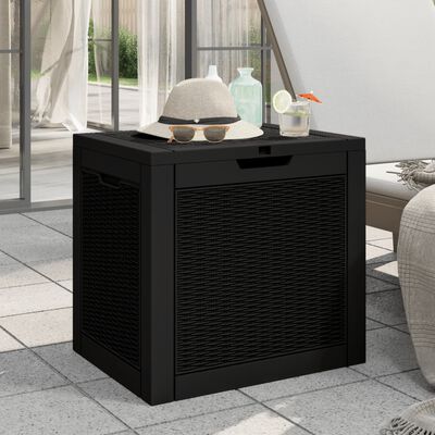 vidaXL Patio Storage Box Black 21.9"x16.9"x20.9" Polypropylene