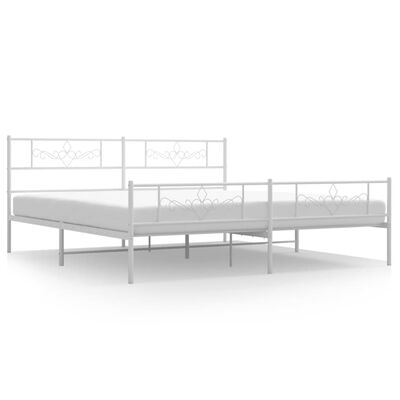 vidaXL Metal Bed Frame without Mattress with Footboard White 72"x83.9"