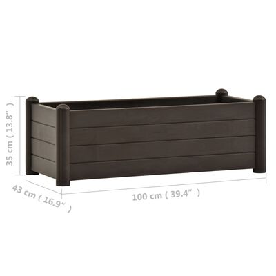 vidaXL Garden Raised Bed PP Mocha 39.4"x16.9"x13.8"