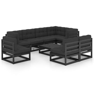 vidaXL 9 Piece Patio Lounge Set with Cushions Solid Pinewood