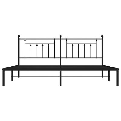 vidaXL Metal Bed Frame without Mattress with Headboard Black 76"x79.9"