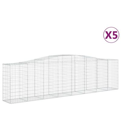 vidaXL Arched Gabion Baskets 5 pcs 157.5"x19.7"x39.4"/47.2" Galvanized Iron