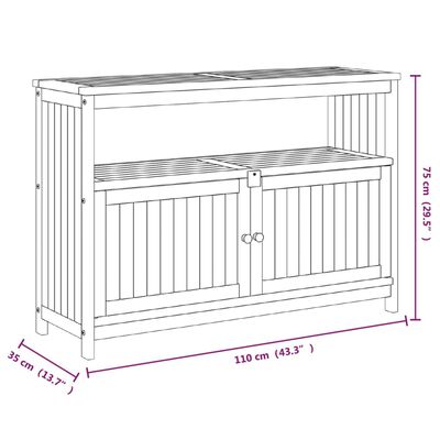 vidaXL Patio Console Table 43.3"x13.8"x29.5" Solid Wood Acacia