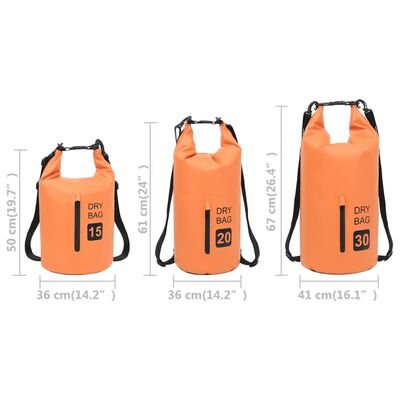 vidaXL Dry Bag with Zipper Orange 5.3 gal PVC