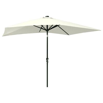 vidaXL Garden Parasol with LEDs and Steel Pole Sand 6.6'x9.8'