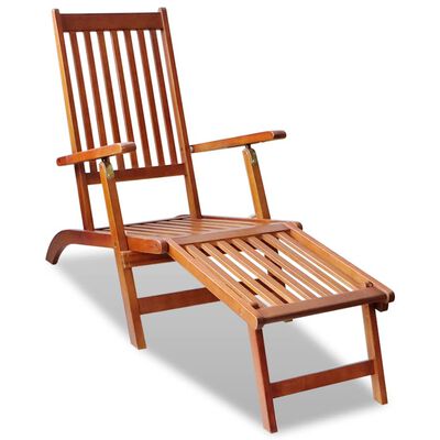 vidaXL Patio Deck Chair with Footrest Solid Acacia Wood