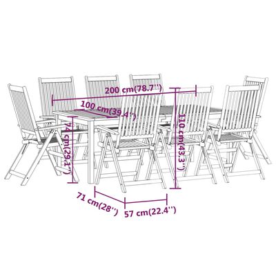 vidaXL 9 Piece Patio Dining Set Solid Wood Acacia