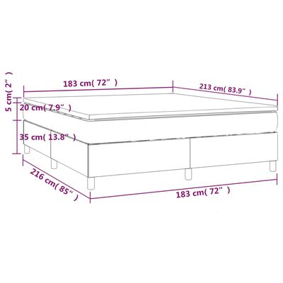 vidaXL Box Spring Bed with Mattress Light Gray 72"x83.9" California King Fabric