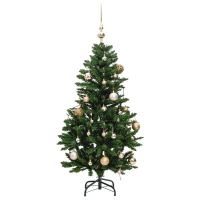 vidaXL Artificial Hinged Christmas Tree 150 LEDs & Ball Set 59.1"