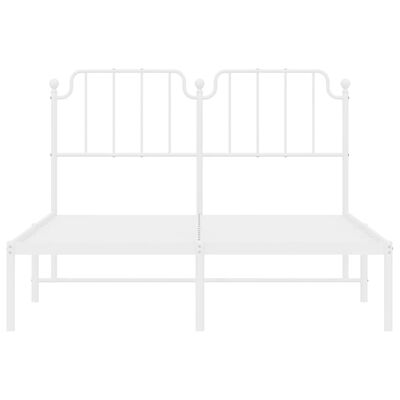 vidaXL Metal Bed Frame without Mattress with Headboard White 59.1"x78.7"