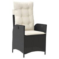 vidaXL Reclining Patio Chair with Cushions Black Poly Rattan