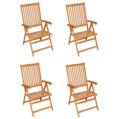 vidaXL Patio Chairs 4 pcs with Cream Cushions Solid Teak Wood