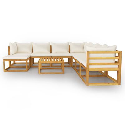 vidaXL 9 Piece Patio Lounge Set with Cushion Cream Solid Acacia Wood