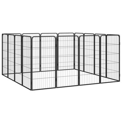 vidaXL 16-Panel Dog Playpen Black 19.7"x39.4" Powder-coated Steel