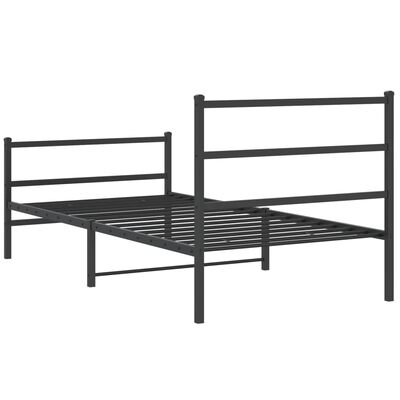 vidaXL Metal Bed Frame without Mattress with Footboard Black 39.4"x78.7"